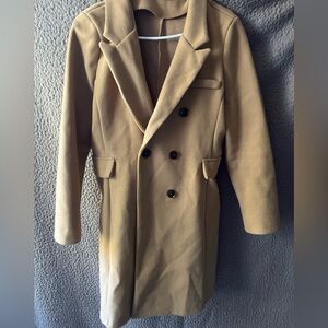 Timeless Elegance: Brown Tan Blazer Coat